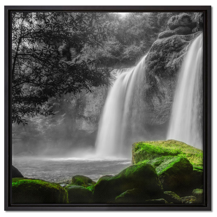 Wasserfall im Dschungel auf Leinwandbild Quadratisch gerahmt Größe 60x60