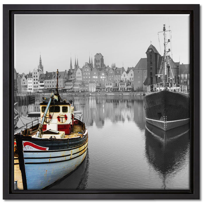 Hafen in Danzig - Polen auf Leinwandbild Quadratisch gerahmt Größe 40x40