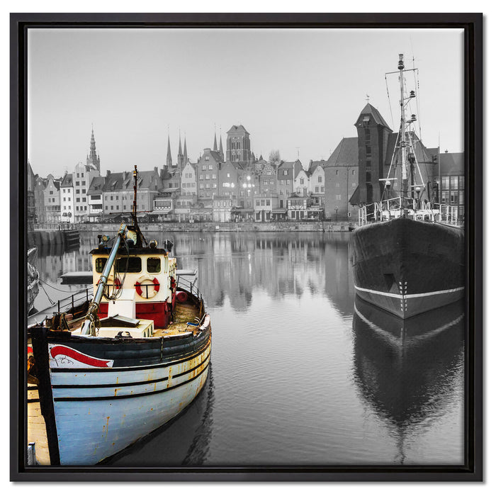 Hafen in Danzig - Polen auf Leinwandbild Quadratisch gerahmt Größe 60x60