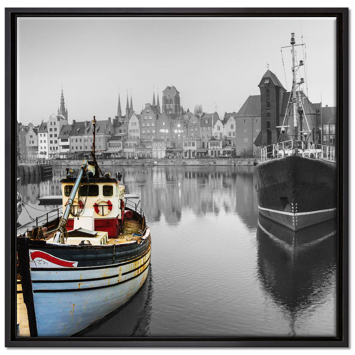 Hafen in Danzig - Polen auf Leinwandbild Quadratisch gerahmt Größe 70x70