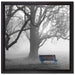 Einsame Bank im Nebel auf Leinwandbild Quadratisch gerahmt Größe 40x40