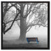 Einsame Bank im Nebel auf Leinwandbild Quadratisch gerahmt Größe 60x60