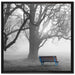 Einsame Bank im Nebel auf Leinwandbild Quadratisch gerahmt Größe 70x70
