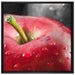 roter Apfel mit Wassertropfen auf Leinwandbild Quadratisch gerahmt Größe 70x70