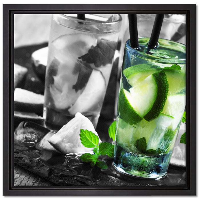 Caipirinhacocktails auf Tablett auf Leinwandbild Quadratisch gerahmt Größe 40x40