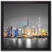 Shanghai Skyline bei Nacht auf Leinwandbild Quadratisch gerahmt Größe 40x40