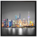 Shanghai Skyline bei Nacht auf Leinwandbild Quadratisch gerahmt Größe 70x70