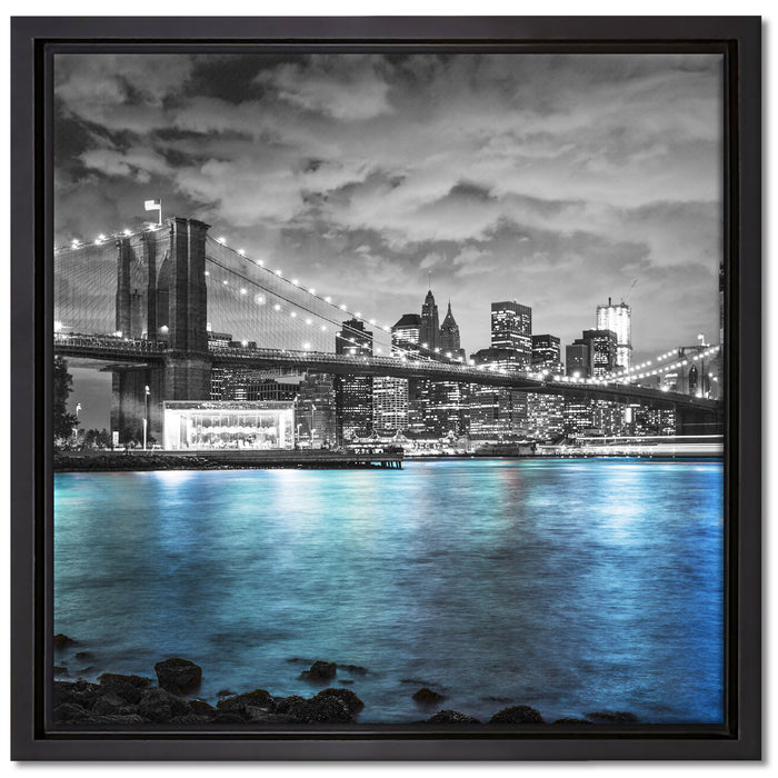 New York Skyline auf Leinwandbild Quadratisch gerahmt Größe 40x40
