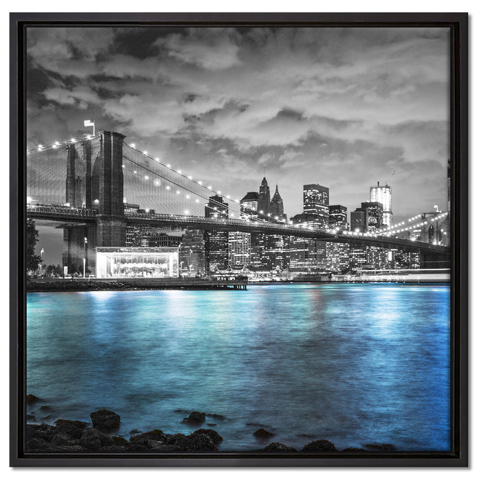 New York Skyline auf Leinwandbild Quadratisch gerahmt Größe 60x60