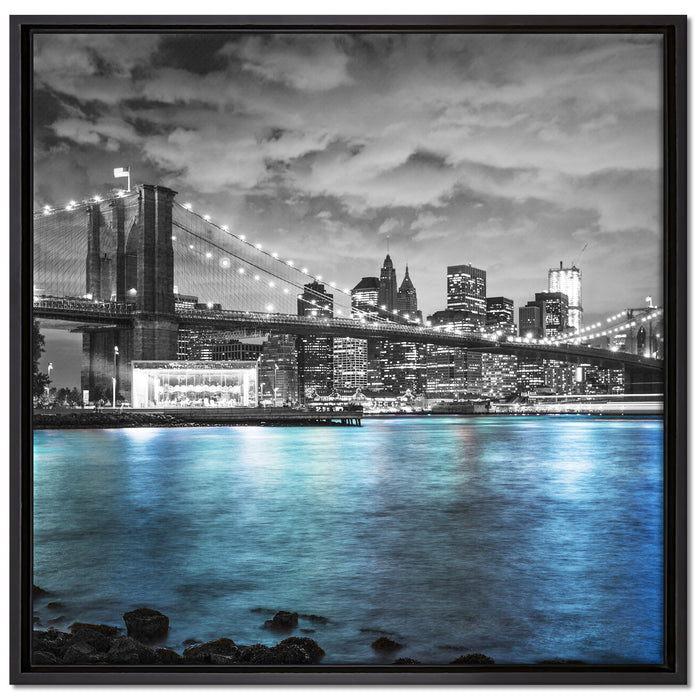 New York Skyline auf Leinwandbild Quadratisch gerahmt Größe 70x70