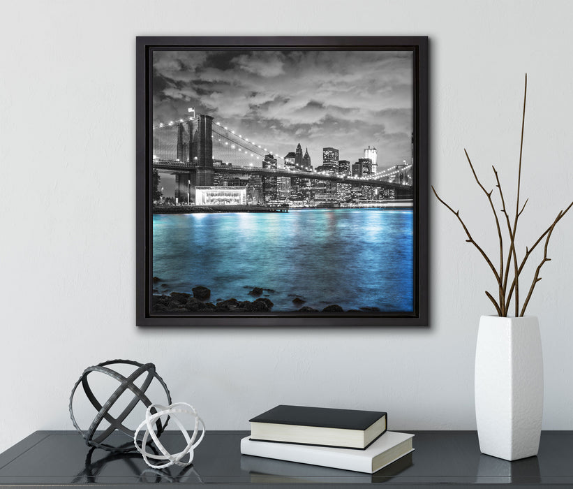 New York Skyline  auf Leinwandbild Quadratisch gerahmt mit Kirschblüten