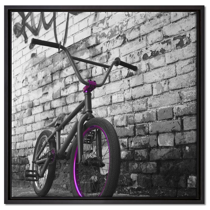 BMX Fahrrad Graffiti auf Leinwandbild Quadratisch gerahmt Größe 60x60