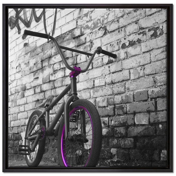 BMX Fahrrad Graffiti auf Leinwandbild Quadratisch gerahmt Größe 70x70