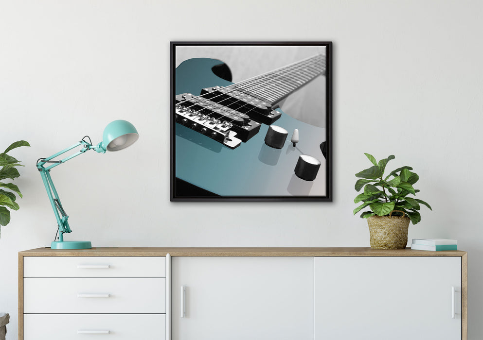 E-Gitarre auf Leinwandbild gerahmt Quadratisch verschiedene Größen im Wohnzimmer