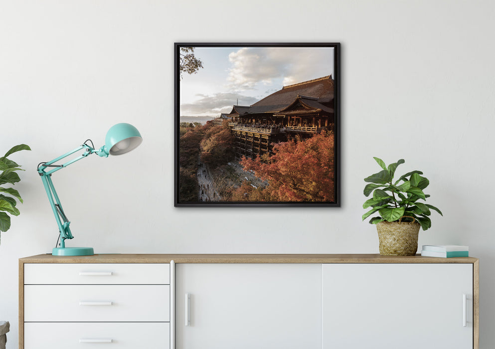 Kiyomizu-dera Tempel in Kyoto auf Leinwandbild gerahmt Quadratisch verschiedene Größen im Wohnzimmer