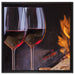Baguette Wein Picknick auf Leinwandbild Quadratisch gerahmt Größe 60x60