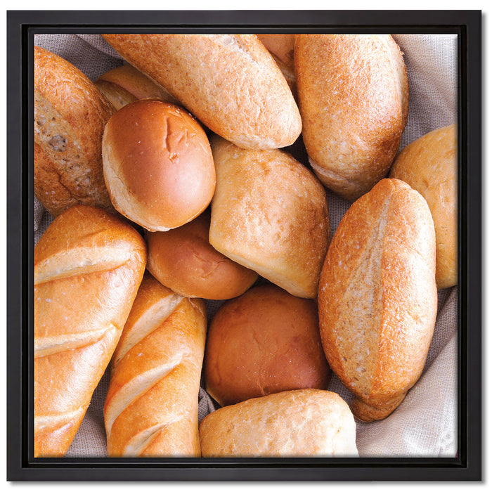 Brot Frühstück auf Leinwandbild Quadratisch gerahmt Größe 40x40