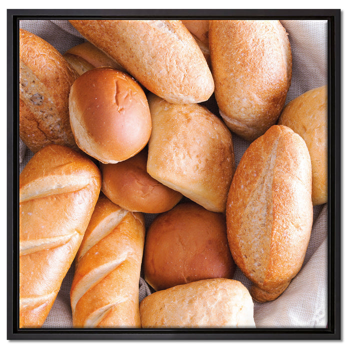 Brot Frühstück auf Leinwandbild Quadratisch gerahmt Größe 60x60