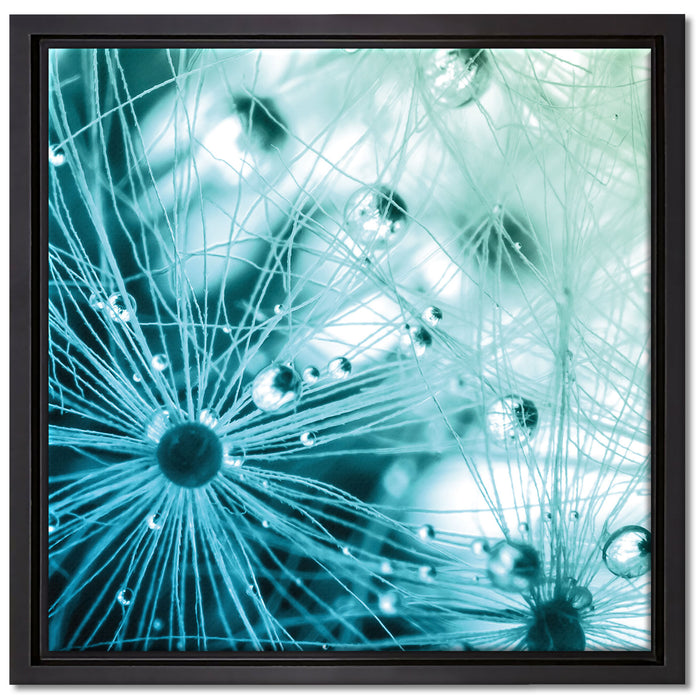 Glasperlen weißes Gras Abstrakt auf Leinwandbild Quadratisch gerahmt Größe 40x40