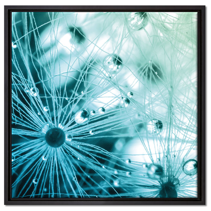 Glasperlen weißes Gras Abstrakt auf Leinwandbild Quadratisch gerahmt Größe 60x60