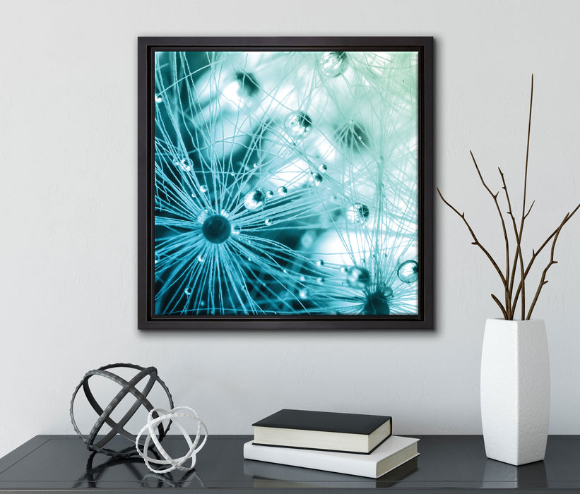 Glasperlen weißes Gras Abstrakt  auf Leinwandbild Quadratisch gerahmt mit Kirschblüten