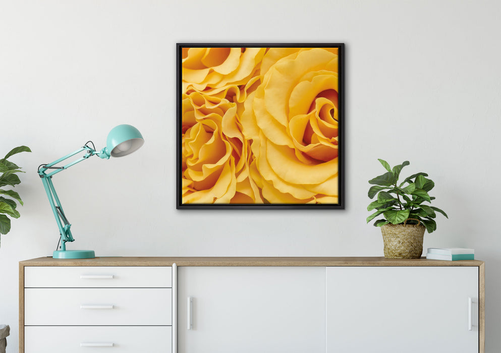 Blumen Rosen auf Leinwandbild gerahmt Quadratisch verschiedene Größen im Wohnzimmer