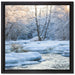 Bach in Winterlandschaft auf Leinwandbild Quadratisch gerahmt Größe 40x40