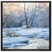 Bach in Winterlandschaft auf Leinwandbild Quadratisch gerahmt Größe 70x70