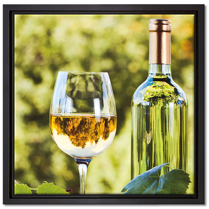 Wein und Weintrauben auf Leinwandbild Quadratisch gerahmt Größe 40x40