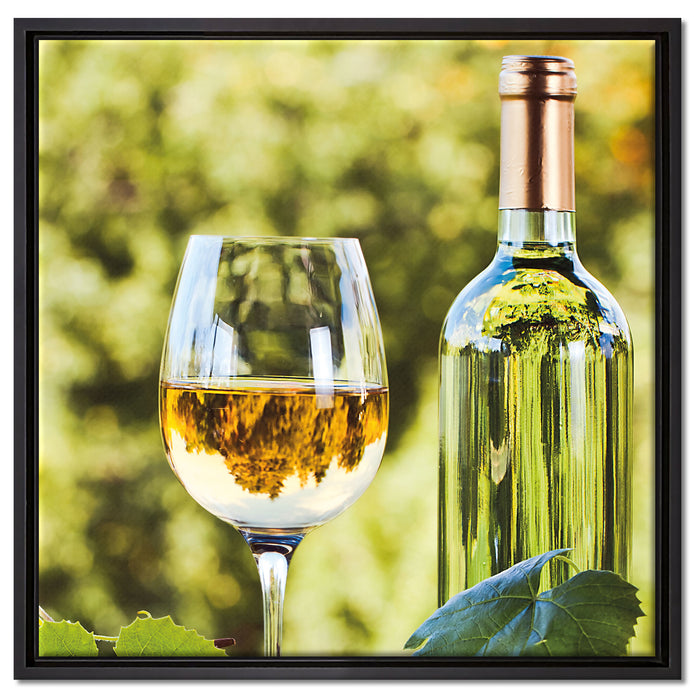 Wein und Weintrauben auf Leinwandbild Quadratisch gerahmt Größe 60x60