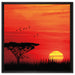 Roter Sonnenuntergang in Afrika auf Leinwandbild Quadratisch gerahmt Größe 60x60