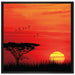 Roter Sonnenuntergang in Afrika auf Leinwandbild Quadratisch gerahmt Größe 70x70