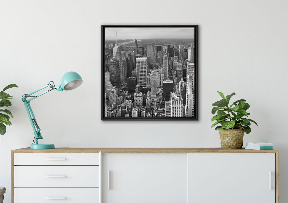 New York Skyline auf Leinwandbild gerahmt Quadratisch verschiedene Größen im Wohnzimmer