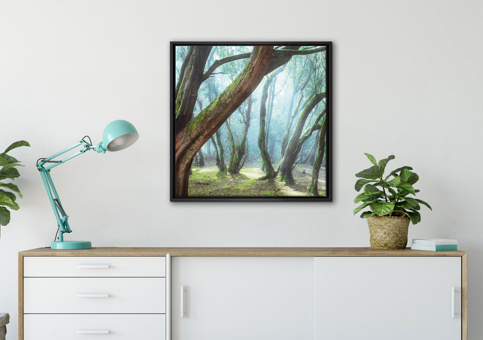 Wald auf Leinwandbild gerahmt Quadratisch verschiedene Größen im Wohnzimmer