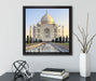 Taj Mahal  auf Leinwandbild Quadratisch gerahmt mit Kirschblüten