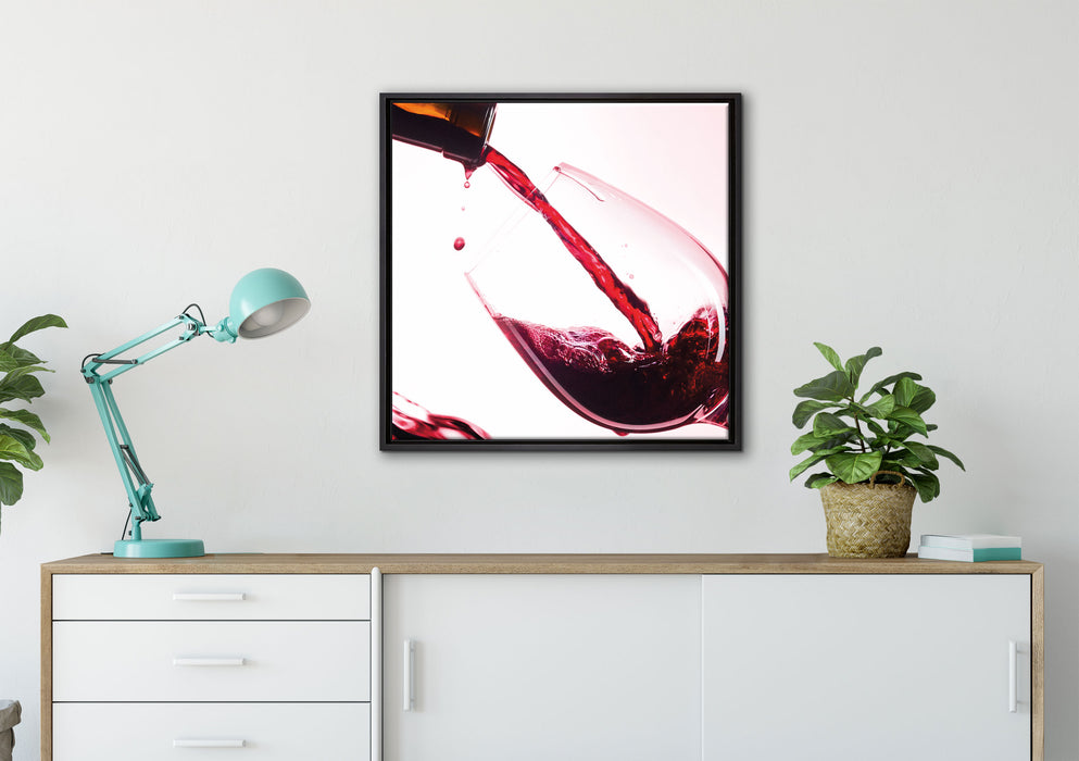 Wein auf Leinwandbild gerahmt Quadratisch verschiedene Größen im Wohnzimmer