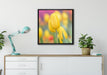 Gelbe Tulpen im Frühling auf Leinwandbild gerahmt Quadratisch verschiedene Größen im Wohnzimmer