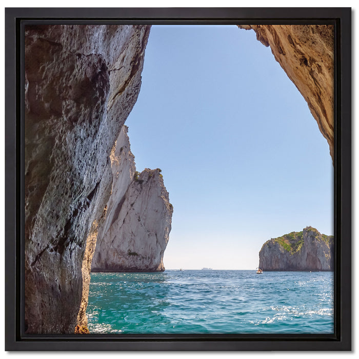 Felstor im Meer auf Leinwandbild Quadratisch gerahmt Größe 40x40