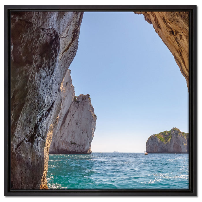 Felstor im Meer auf Leinwandbild Quadratisch gerahmt Größe 60x60