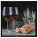 Baguette Wein Picknick auf Leinwandbild Quadratisch gerahmt Größe 60x60