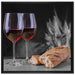 Baguette Wein Picknick auf Leinwandbild Quadratisch gerahmt Größe 70x70
