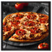 Salamipizza frisch aus dem Ofen auf Leinwandbild Quadratisch gerahmt Größe 60x60