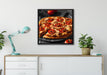 Salamipizza frisch aus dem Ofen auf Leinwandbild gerahmt Quadratisch verschiedene Größen im Wohnzimmer
