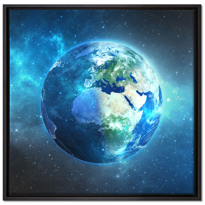 Unsere Erde im Weltall auf Leinwandbild Quadratisch gerahmt Größe 70x70