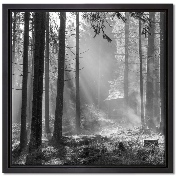 Häuschen im Wald auf Leinwandbild Quadratisch gerahmt Größe 40x40