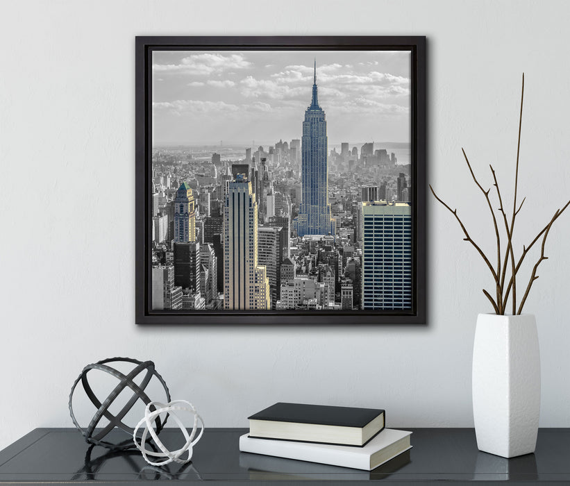 New Yorker Empire State Building  auf Leinwandbild Quadratisch gerahmt mit Kirschblüten