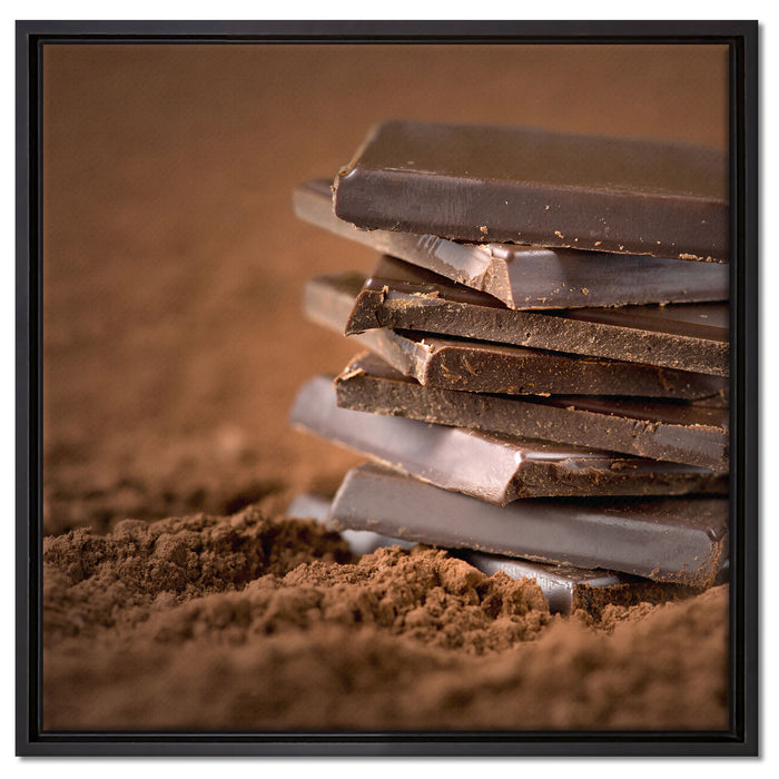 Schokoladenstücken auf Leinwandbild Quadratisch gerahmt Größe 60x60