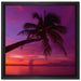Palme am Meer mit Sonnenuntergang auf Leinwandbild Quadratisch gerahmt Größe 40x40