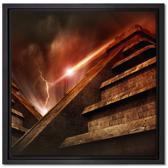 Majatempel bei Gewitter auf Leinwandbild Quadratisch gerahmt Größe 40x40