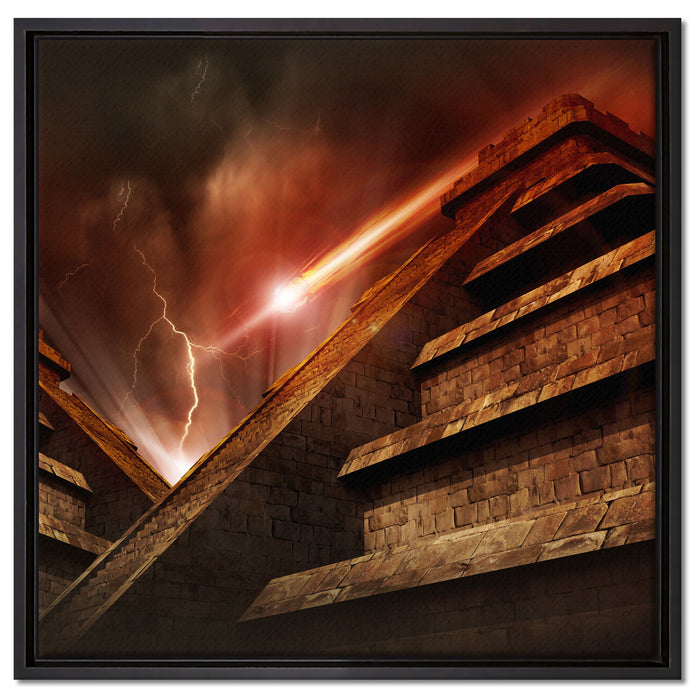 Majatempel bei Gewitter auf Leinwandbild Quadratisch gerahmt Größe 60x60